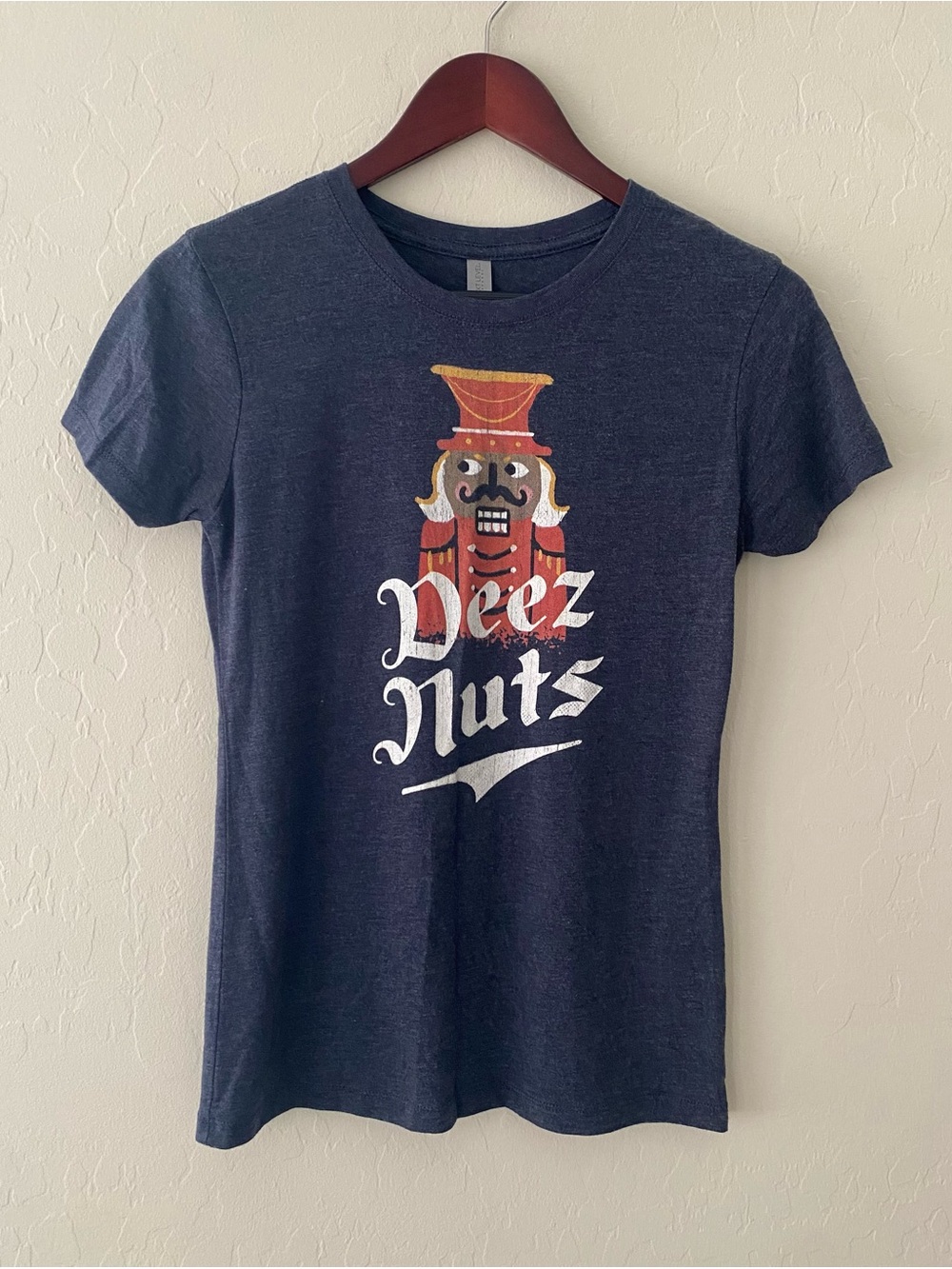 Next Level Deez Nuts Nutcracker Christmas Graphic T-Shirt Medium Blue Heatherโ